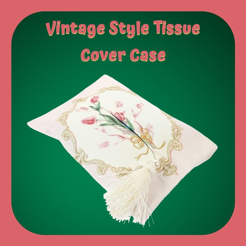 Vintage Style Pink Tulip Nightstand Tissue Box Container Storage Case Cover Bag